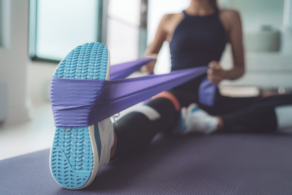 Foot stretching with resistance bands